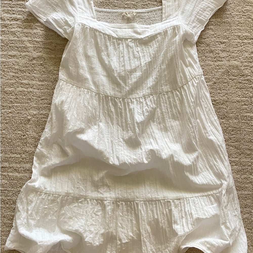 White Short Sleeve 100% Cotton Summer Dress ☀️👗🕶️⛱️